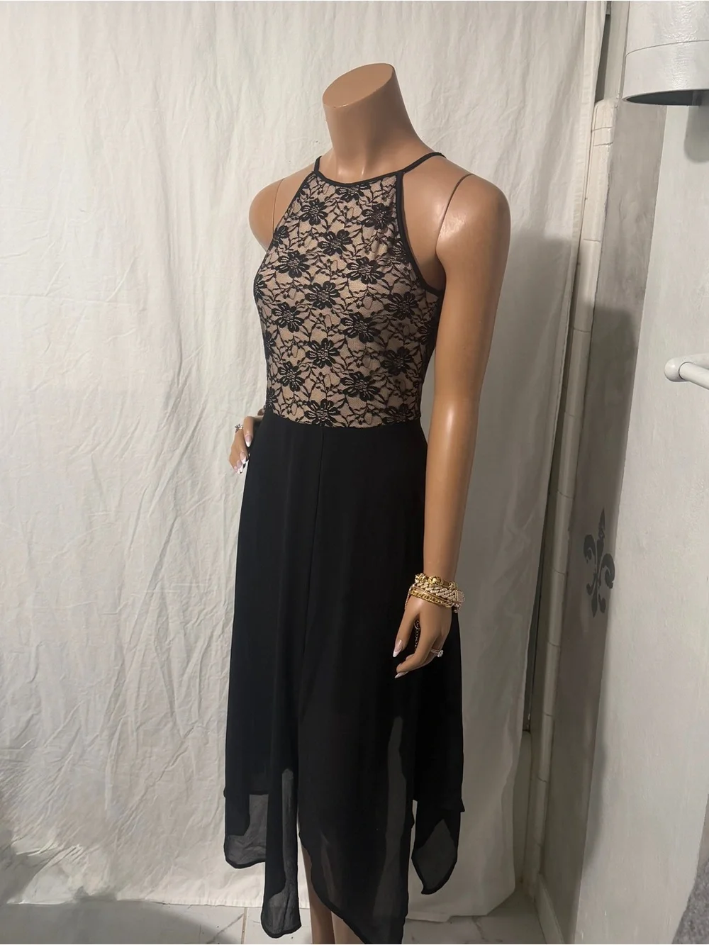 Emerald Sundae Black Lace High-Low Midi Dress☑️ - Picture 6 of 6